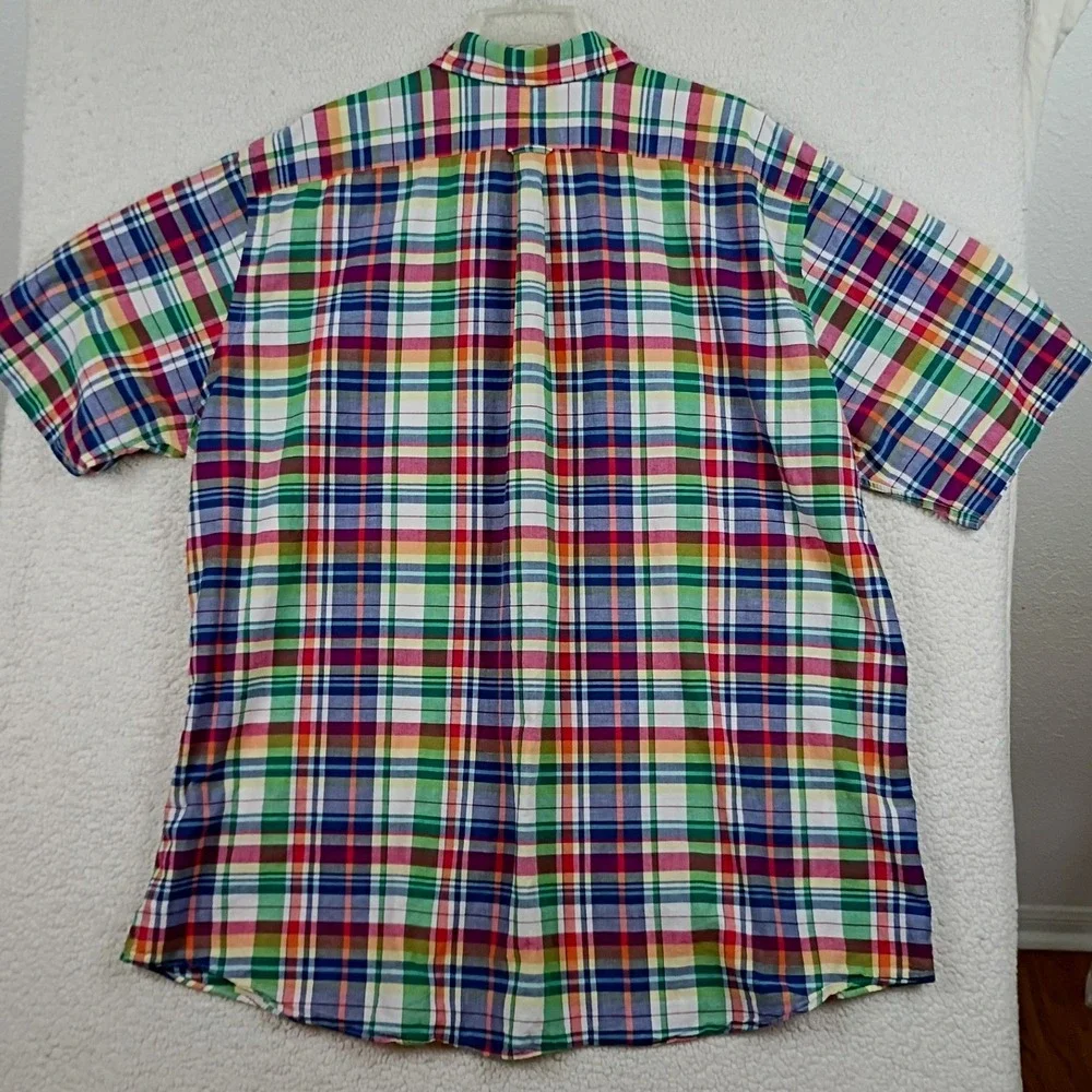 Ralph Lauren Short Sleeve Shirt Men 2XLT Multi Authentic Indian Madras‎ Plaid